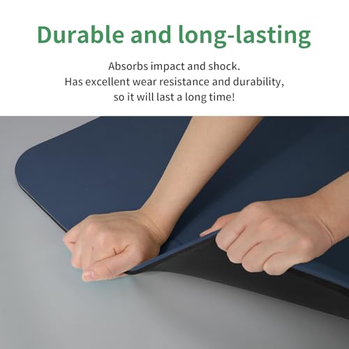 PAIDU Yoga Mat Non Slip Anti-tear,extra thick-2/5 inch（10MM）High Resiliency Professional POE Yoga Mats for Women Men Kids,72"x24"inch,Workout, Yoga, Pilates and Floor Exercise, with Carrier Strap - color: Navy blue & Black