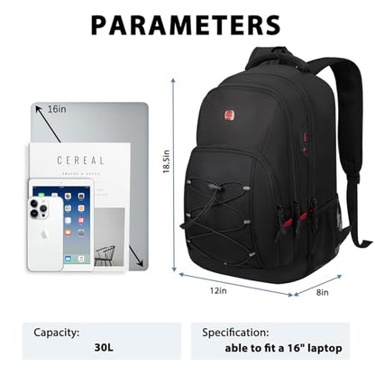 Goloni Laptop Backpack for Men Women, 17 Inch Travel Backpack with USB Charging Port, Water Resistant Lightweight Backpack with Compartments, 30L Casual Daypack,Black/Red - color: Black Red
