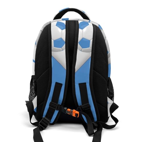 Backpack for School,Sport Ball Athlete Player Soccer Ocean Kid Water Resistant Casual Daypack for Travel with Bottle Side Pockets 16.5 Inch - color: Ocean