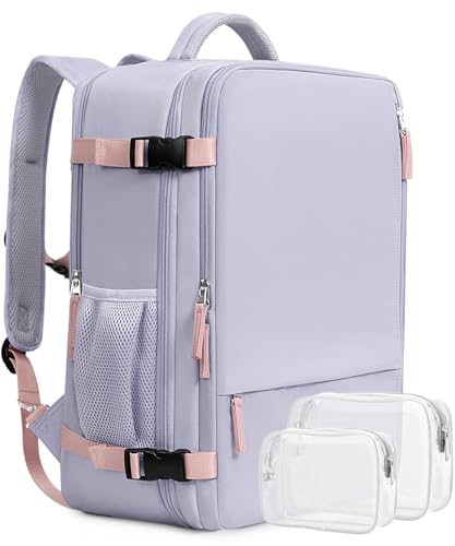 Beraliy Large Travel Backpack For Women, Airline Approved Carry On Backpack, Anti Theft Personal Item Backpack, Waterproof Bag, Casual Daypack Travel Essentials - color: Purple, size: Large