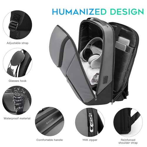 FUTURE AESTHETIC Business Smart Backpack Waterproof fit 15.6 Inch Laptop Backpack with USB Charging Port,Travel Durable Backpack - color: Gray