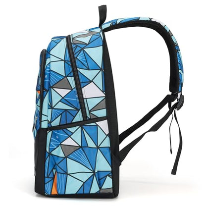 Boys' Large School Backpack, for 8-16 Years Old, Elementary - High School (Geometric Blue, Large：19.5×7.2×13.25 inch) - color: Geometric Blue