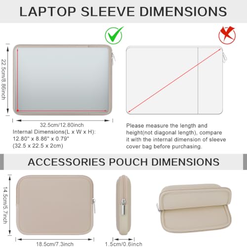 RAINYEAR 13 Inch Laptop Sleeve Compatible with 13.3" MacBook Air/Pro M1 M2 M3 M4 M5 A3449 A3240 A3113 A2681 A2338 Case Cover Bag with Front Pocket Accessories Pouch (Khaki) - color: Khaki, size: 13"