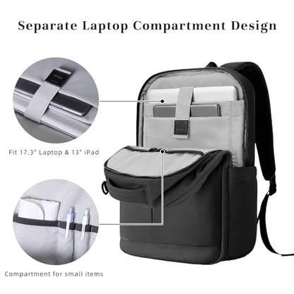 Timeet Travel Backpack for Women Men, 32L 4 In 1 Carry on Luggage Backpack, TSA Friendly Flight Approved 17 Inch Laptop Backpack, Waterproof Travel Bag for Work School Camping Hiking, Ink Black - color: Ink Black