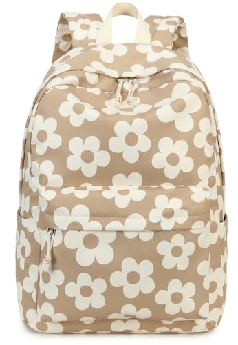 Bluboon School Backpack for Teen Girls Women Laptop Backpack College Bookbags Middle School Travel Work Commuter Back Pack - color: Brown Flower 157