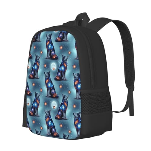 Sturdy Polyester Shoulder Pack Wolf Galaxy Nebula, Anti Theft Spacious Camping Rucksack Casual Daily Bag for Men Women Fitness Outdoor Activity - color: Design (909)