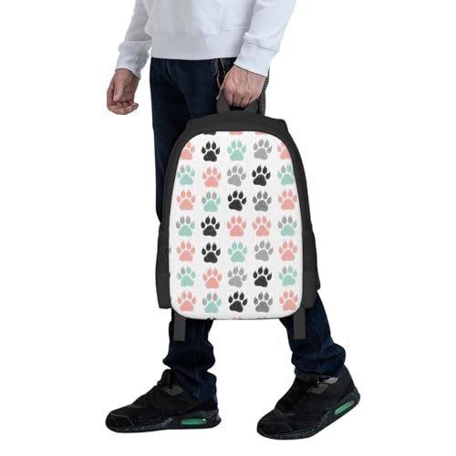 Slim Anti Theft Laptop Backpack Colorful Dog Paw Prints, Large Volume Travel Daypack Durable Polyester Carry Bag for Office Business Outdoor Trekking - color: Design (663)