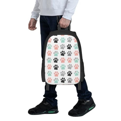 Slim Anti Theft Laptop Backpack Colorful Dog Paw Prints, Large Volume Travel Daypack Durable Polyester Carry Bag for Office Business Outdoor Trekking - color: Design (663)