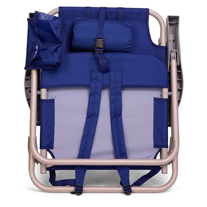 Banana Boat Backpack Beach Chair Lightweight and Portable 5-Position with Lay Flat Outdoor Heavy Duty Tanning Chair, Blue (2 PK) - color: Blue (2 Pk)