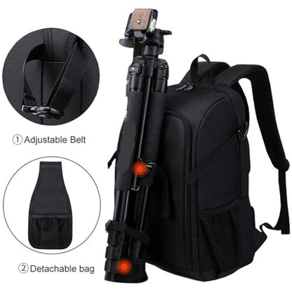 Big Capacity Photography Camera Waterproof Shoulders Backpack Video Tripod DSLR Bag Rain Cover(Grey) - color: Grey