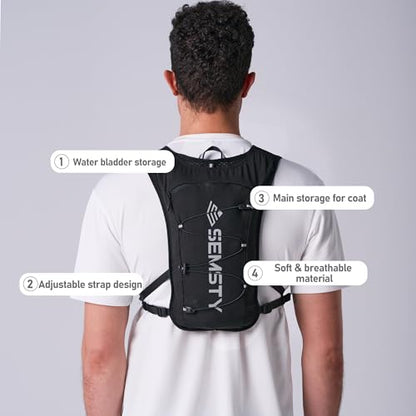 Running Vest for Women Men, 5L Hydration Vest with Dual 500ml Soft Flask, Lightweight Water Backpack, Adjustable Chest Straps Running Hydration Backpack for Running Cycling Hiking - color: Black