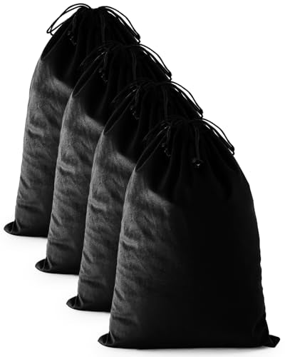 4 Pcs Shoe Bags for Travel, Dust Velvet Bags, Black Beauty, 17.3x12.6 Inch | Washable & Reusable Travel Shoe Bags, Dustproof Shoe Bags with Drawstring Closure, Suitable for Travel, Home Storage - color: Black Beauty, size: 17.3"x12.6"