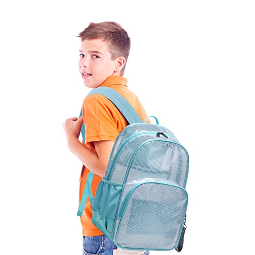 mygreen Heavy Duty Clear Bookbag Durable Plastic Transparent Clear Backpack for School Work Boy Men (Sky Blue, Large) - color: Sky Blue