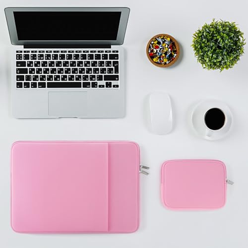 RAINYEAR 13 Inch Laptop Sleeve Case with Front Pocket & Accessories Pouch, Protective Soft Case Padded Cover Compatible with 13.3" MacBook Air/Pro M1 M2 M3 M4 (Pink) - color: Pink, size: 13"