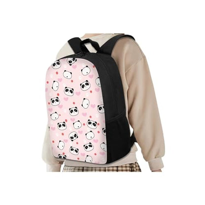 4PCS Cute Panda Backpack for Girls Love Heart School Bag Set with Lunch Box Pencil Case and Water Bottle Holder Trendy Backpack 4 in 1 Set for Travel Children Teens Rucksack - color: Cute Panda Love Heart