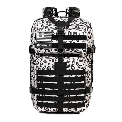 45L Military Tactical Backpack for Men & Women Bug Out Bag Assault pack Molle Daypack Hiking Trekking Rucksack (Leopard print) - color: Leopard Print