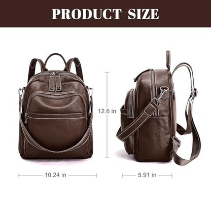 BOYATU Genuine Leather Backpack Purse for Women: Anti Theft Convertible Soft Backpacks - Elegant Womens Travel Backpack (05 Medium-Ebony Brown) - color: 05 Medium-ebony Brown