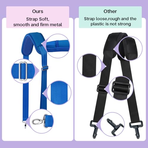 60 Inch Shoulder Strap with Removable Ultra-Thick Pad，Adjustable Buckles and Metal Hooks - color: Blue
