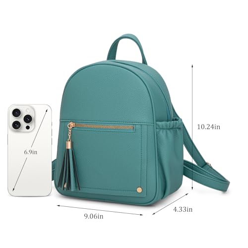 Mini Backpack Purse for Women Anti Theft Backpacks with Secured Zipper and Tassel - color: Mini Turquoise