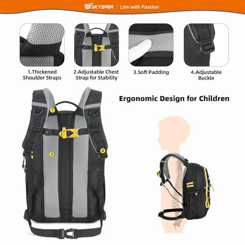 SKYSPER Kids Backpack 12L Children School Bag Child Boy Girl Pack Ages 4-8 for Traveling Day Trips Classes Camping(Black) - color: Black, size: Small