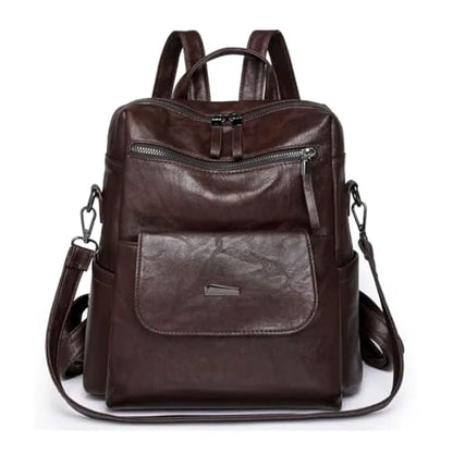 Backpack Purse for Women, PU Leather Back pack Purse, Fashion Anti Theft Backpack, Multipurpose Lightweight Waterproof Shoulder Bag Handbag, Chocolate - color: Chocolate