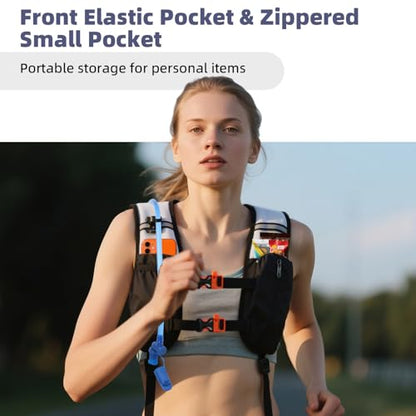 2 Pack Hydration Backpack Pack with 2L Hydration Bladders, TNYSPORT Lightweight Breathable Water Backpack with Multiple Pockets, Reinforced Shoulder Straps for Hiking, Running, Biking