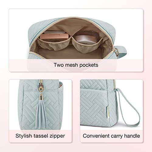 BAGSMART Makeup Bag, Cosmetic Bag for Purse,Travel Make Up Pouch,Water-resistant Toiletry Bag Elegant Roomy, Makeup Accessories Organizer, Light Blue - color: Ⅳ-Light Blue