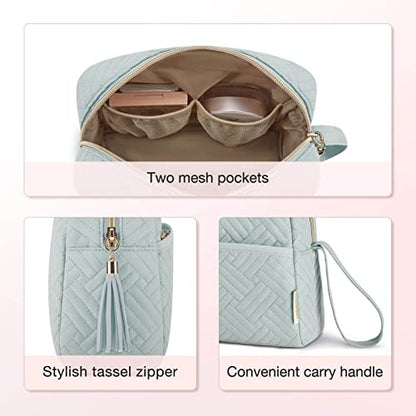 BAGSMART Makeup Bag, Cosmetic Bag for Purse,Travel Make Up Pouch,Water-resistant Toiletry Bag Elegant Roomy, Makeup Accessories Organizer, Light Blue - color: Ⅳ-Light Blue