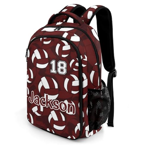 Dark Red Volleyball Pattern Casual Backpack Daypack Bookbag Laptop Bag Custom Shoulders Backpacks for Gifts - color: Dark Red Volleyball Pattern