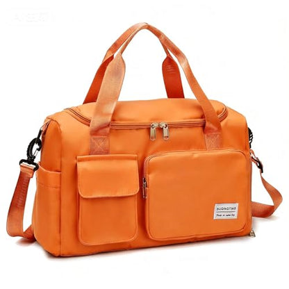 Small Gym Bag for Women, Travel Duffle Bag Carry On Weekender Bag with Shoe Compartment - color: 08#Orange, style: Gym Bag&toiletry Bag