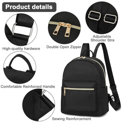 BTOOP Mini Backpack Women Girls Water-resistant Small Backpack Purse Shoulder Bag for Womens Adult Kids School Travel - color: Black, size: Mini