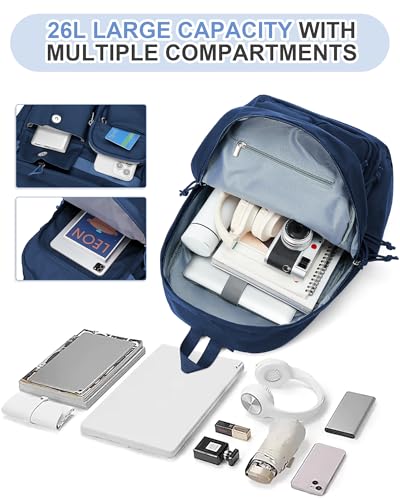 Aesthetic School Backpack for Women Men College Backpack With Lots Of Pockets Waterproof Travel Casual Daypack Cute Bookbag For Teens Girls Boys High School Bag(Blue) - color: B2-blue