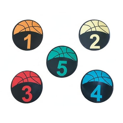 5-Pack Rubber Agility Training Discs with Numbers, Flat Speed Markers for Soccer & Basketball Drills, Low-Profile Cones with Mesh Carry Bag