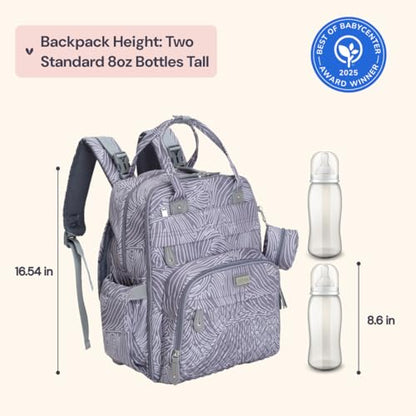 BabbleRoo Diaper Bag Backpack - Baby Essentials Travel Tote - Multi Function Water Resistant Diaper Bag, Travel Essentials Baby Bag with Changing Pad, Stroller Straps & Pacifier Case - Grey Swirls - color: Gray Swirls, size: Large