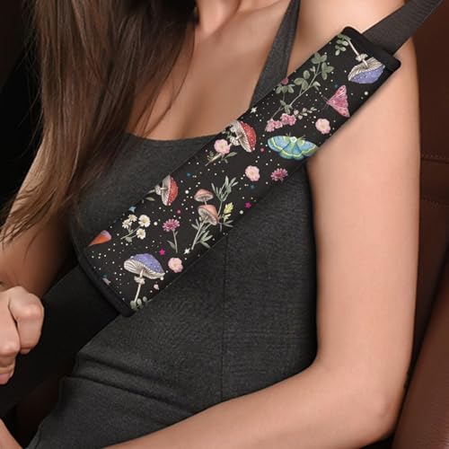 Mushroom Car Seat Belt Cover Pad Soft Comfortable Seat Strap Pads Compatible with All Model Seatbelt Covers Can Be Used As A Backpack Shoulder Pad Butterfly Car Seat Shoulder Strap Pads - color: Mushroom Butterfly