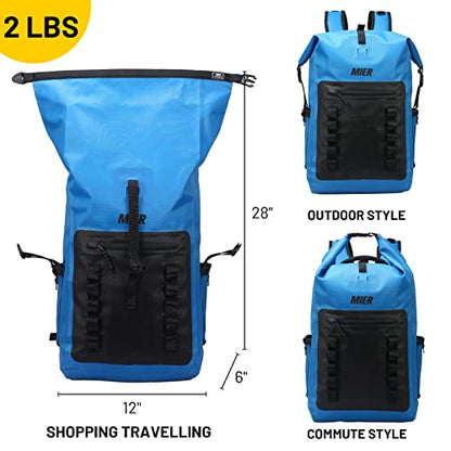 MIER Dry Bag Waterproof Backpack 30L Dry Sack Heavy Duty Roll-Top Closure for Kayaking, Beach, Boating, Swimming, Surfing - color: Blue