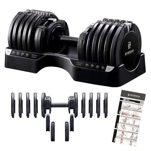 BYZOOM FITNESS Pure Series Adjustable Dumbbell - 12.5/25/27.5/50/55/75lb - ONE UNIT OR PAIR(check QTY before purchase) - 5-in-1/ 10-in-1 / 15-in-1 / 21-in-1 Flexible Hand Weights for Home Apartment Garage Gym, Strength Training & Fitness Workouts, White O