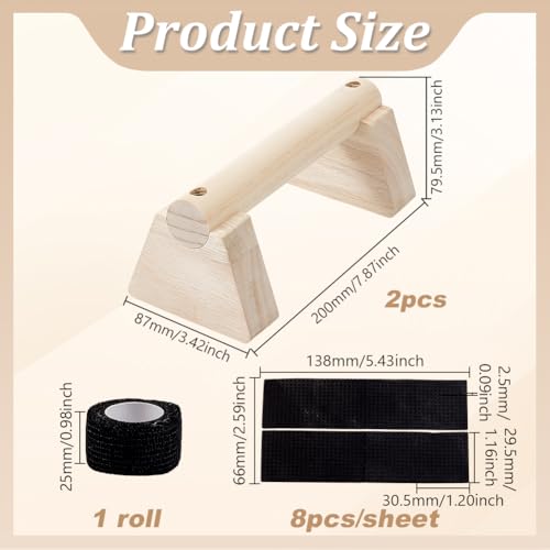 AHANDMAKER Wooden Parallettes Bars for Handstand Training in Natural Bisque Calisthenics Equipment Push Up Bars Dip Stands for Home Gym Strength Training Men Fitness Essentials - size: 20x8.7x7.95cm