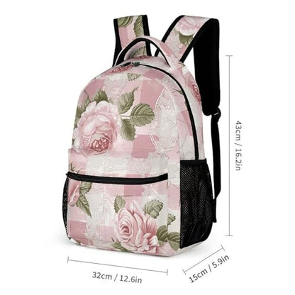 Peach Retro Pattern Backpack Large Capacity Bookbag Lightweight Schoolbag Travel Bag for Men & Women - color: Peach Retro Pattern