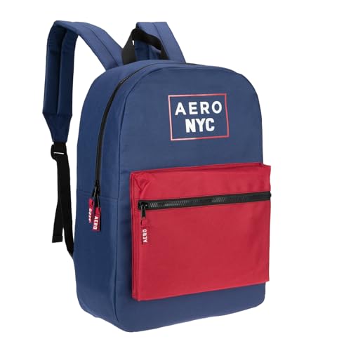 AEROPOSTALE Fieldtrip Unisex Backpack - AE Mens and Womens Bag for Everyday Use - Airforce Blue/Red - color: Navy Red