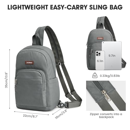 G4Free Sling Bag Crossbody Backpack Small Convertible Crossbody Bag for Women Men Sling Backpack for Travel with RFID Pocket Grey - color: Grey