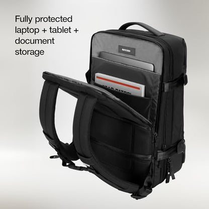 Incase A.R.C. Travel Backpack 38L – Expandable Carry On Luggage, Fits up to 17" Laptop – Butterfly Opening, Quick Access Pocket, Shoe Storage – Airplane Travel Essentials, Weekend Bag – Black - color: Black