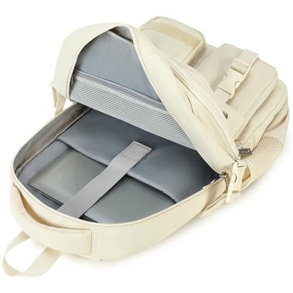 abshoo Large Heavy Duty Backpack For School College Bookbag Casual Multi Pocket Travel Backpacks - color: Beige