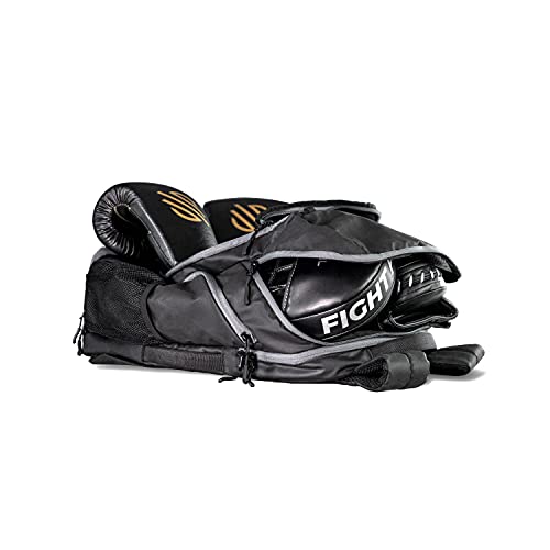 Sanabul Combat Gear Pack Sports Backpack Gym Backpack for Men Multi-Compartment Jiu Jitsu and Boxing Bag- Black/Grey