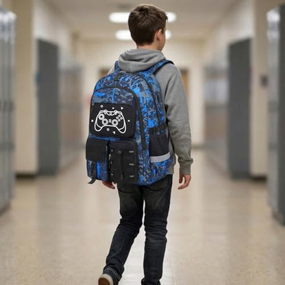 School Backpack for Boys - Gamer Boys Backpacks for Kids Teens Elementary Middle High School,18″ Large Capacity Students Bookbag with Usb Charging Port - color: Game001-only