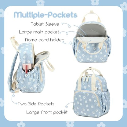 Bluboon Toddler Backpack for Girls Boys 2-4 Cute 12" Preschool Kindergarten Backpacks Kids Daycare Bags School Travel (White Flower-Blue, Age 2-4 (12" H not Fit A4 Folder)) - color: White Flower-blue, size: Age 2-4 (12" H not Fit A4 Folder)