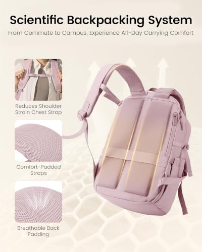 LOVEVOOK Laptop Backpack Women with Tumbler Holder, Work Travel Backpack - color: Pink, size: 17 Inch