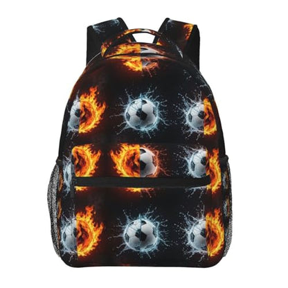 Casual Sports Backpack Water Fire Soccer Ball, Lightweight Gym Daypack with Water Bottle Holder for Men Women and Beach - color: Pattern (8)