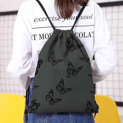 Drawstring Backpack Draw String Bag Waterproof for Sports Gym Beach Travel Cute Aesthetic Sackpack Men Women (13"×17")-Butterfly - color: S-18-butterfly