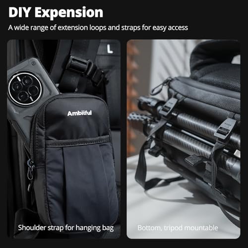 AMBITFUL 25+3L Professional Camera Backpack, Large Photography Bag for DSLR SLR Mirrorless Cameras, Ergonomic Suspended Support System with Laptop Compartment & Tripod Holder, Waterproof